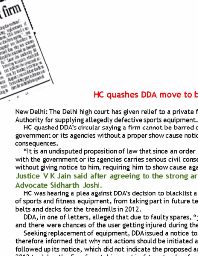 HC quashes DDA move
